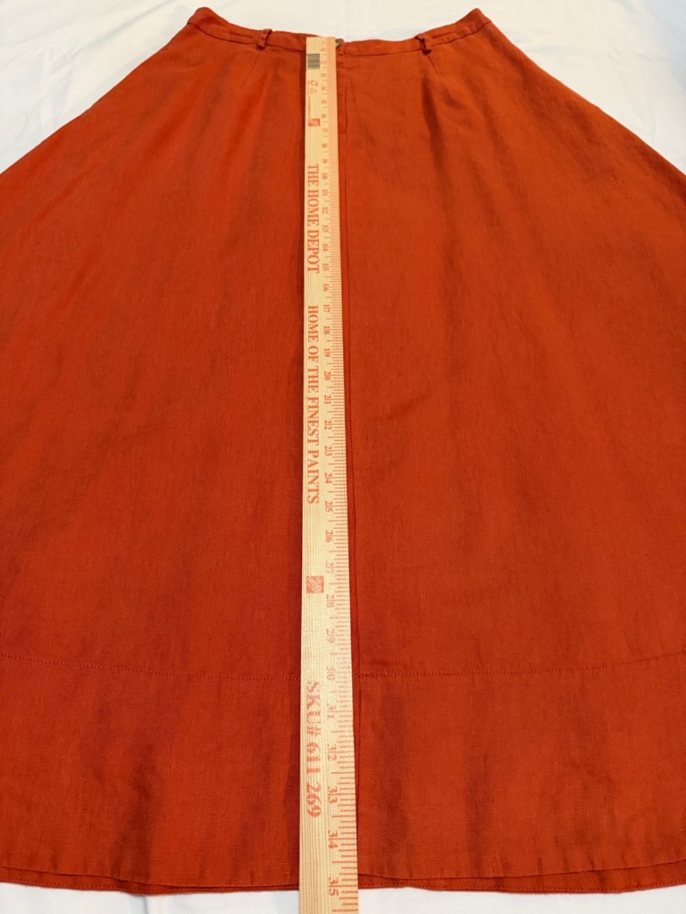 STAUD A-Line Maxi 100% Linen Skirt in Deep Orange 10 - Picture 5 of 8
